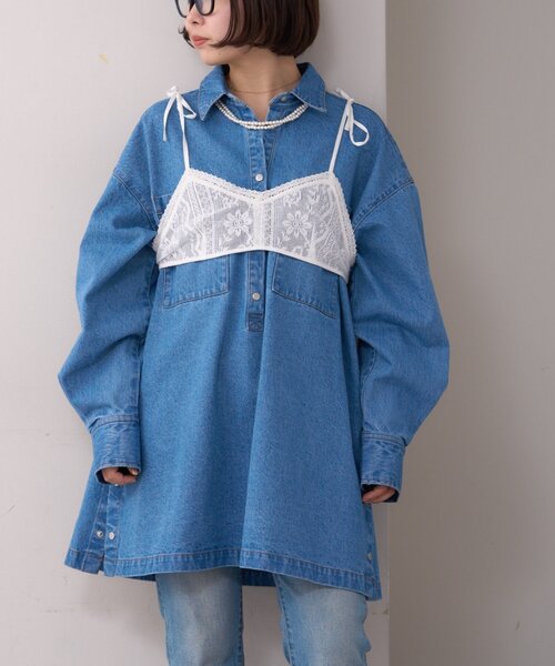 WILLOW（ウィロー）の「【willow】ネットレースレイヤードキャミブラ（キャミソール・レディース・ブラック/ホワイト・ONE SIZE）」の5枚目の写真