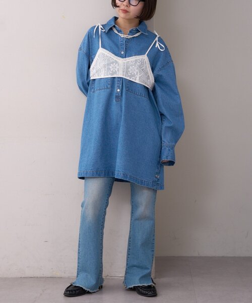 WILLOW（ウィロー）の「【willow】ネットレースレイヤードキャミブラ（キャミソール・レディース・ブラック/ホワイト・ONE SIZE）」の6枚目の写真