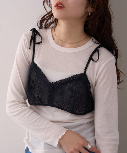 WILLOW（ウィロー）の「【willow】ネットレースレイヤードキャミブラ（キャミソール・レディース・ブラック/ホワイト・ONE SIZE）」の8枚目の写真