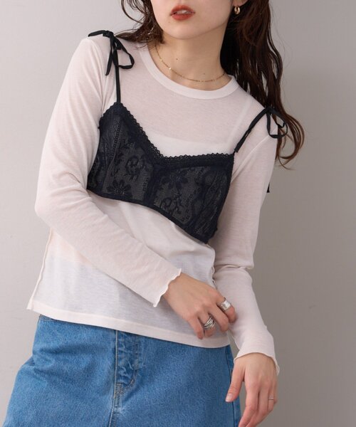 WILLOW（ウィロー）の「【willow】ネットレースレイヤードキャミブラ（キャミソール・レディース・ブラック/ホワイト・ONE SIZE）」の10枚目の写真