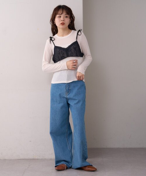 WILLOW（ウィロー）の「【willow】ネットレースレイヤードキャミブラ（キャミソール・レディース・ブラック/ホワイト・ONE SIZE）」の11枚目の写真