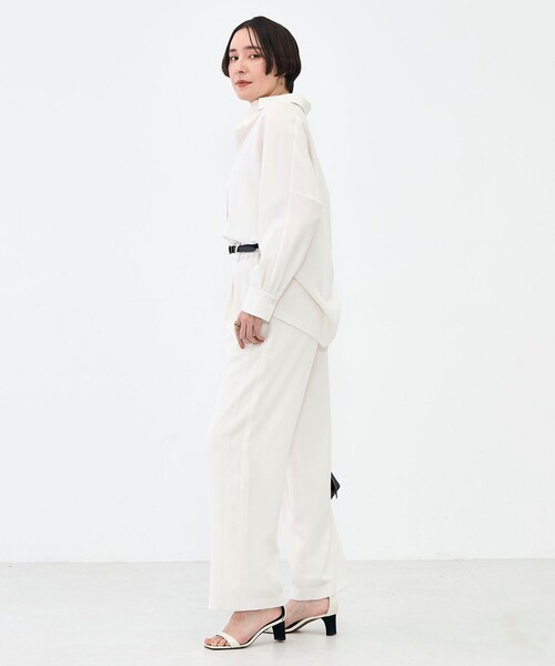 NOLLEY’S Sophi（ノーリーズソフィ）の「NEW morisachi《セットアップ対応》ウォッシャブルストレッチツイルイージーワイドパンツ（その他パンツ・レディース・オフホワイト/ネイビー・38/36/34）」の8枚目の写真