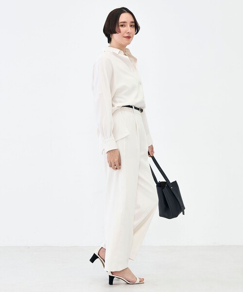 NOLLEY’S Sophi（ノーリーズソフィ）の「NEW morisachi《セットアップ対応》ウォッシャブルストレッチツイルイージーワイドパンツ（その他パンツ・レディース・オフホワイト/ネイビー・38/36/34）」の10枚目の写真