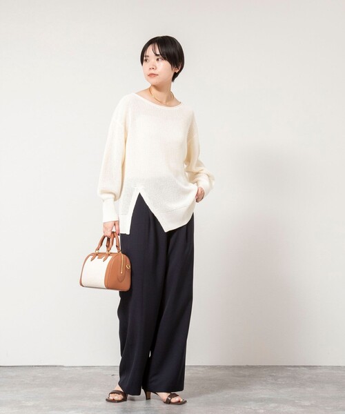 NOLLEY’S Sophi（ノーリーズソフィ）の「NEW morisachi《セットアップ対応》ウォッシャブルストレッチツイルイージーワイドパンツ（その他パンツ・レディース・オフホワイト/ネイビー・38/36/34）」の17枚目の写真