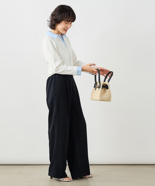 NOLLEY’S Sophi(ノーリーズソフィ)の「NEW morisachi《セットアップ対応》ウォッシャブルストレッチツイルイージーワイドパンツ(その他パンツ・レディース・オフホワイト/ネイビー・38/36/34)」の18枚目の写真