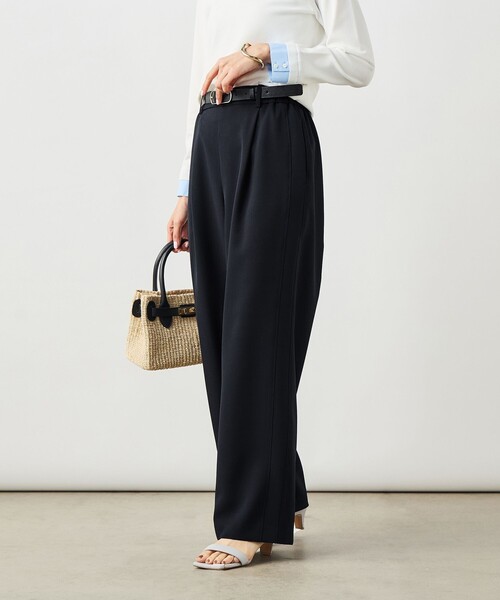 NOLLEY’S Sophi(ノーリーズソフィ)の「NEW morisachi《セットアップ対応》ウォッシャブルストレッチツイルイージーワイドパンツ(その他パンツ・レディース・オフホワイト/ネイビー・38/36/34)」の14枚目の写真