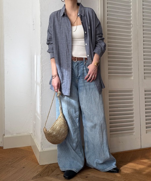 LBC（エルビーシー）の「ダブルガーゼロゴ刺繍オーバーシャツ（シャツ/ブラウス・レディース・ライトブルー/ピンク/ネイビー・M）」の12枚目の写真