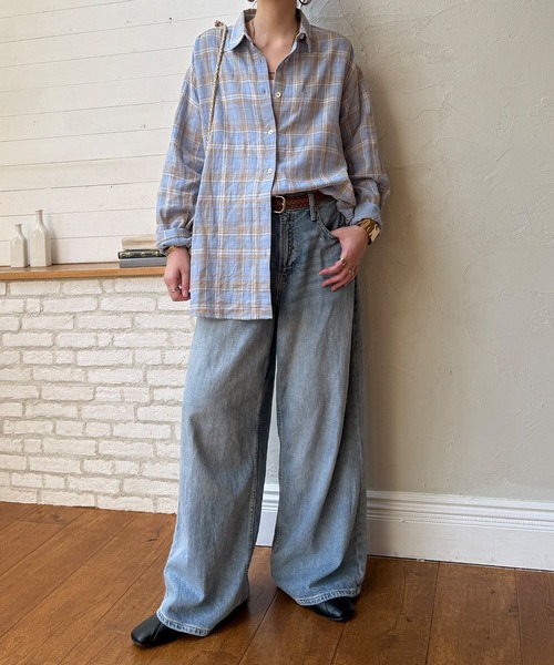LBC（エルビーシー）の「ダブルガーゼロゴ刺繍オーバーシャツ（シャツ/ブラウス・レディース・ライトブルー/ピンク/ネイビー・M）」の14枚目の写真