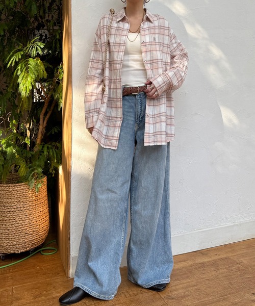 LBC（エルビーシー）の「ダブルガーゼロゴ刺繍オーバーシャツ（シャツ/ブラウス・レディース・ライトブルー/ピンク/ネイビー・M）」の15枚目の写真