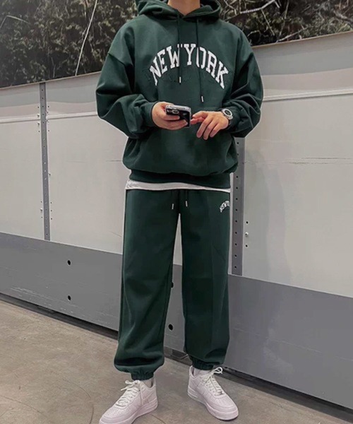 NOWLE(ノウル)の「【NOWLE】刺繍プリントミックス NEW YORK カレッジロゴ スウェットフーディー(パーカー・メンズ・グリーン/ネイビー・X-LARGE/LARGE/MEDIUM)」の6枚目の写真