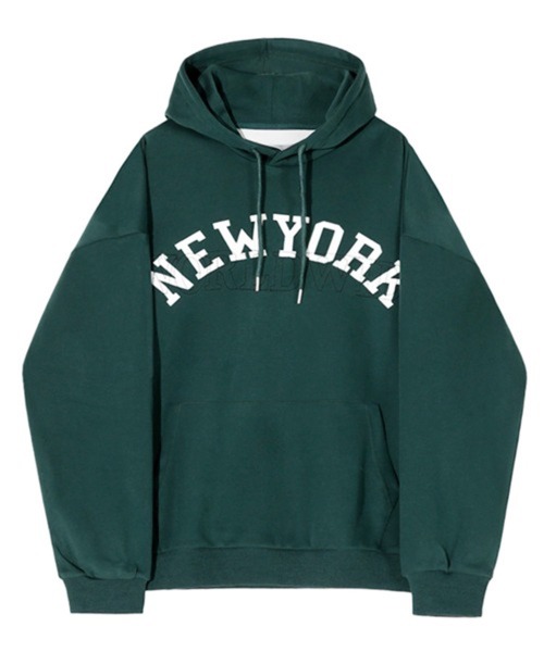 NOWLE(ノウル)の「【NOWLE】刺繍プリントミックス NEW YORK カレッジロゴ スウェットフーディー(パーカー・メンズ・グリーン/ネイビー・X-LARGE/LARGE/MEDIUM)」の8枚目の写真