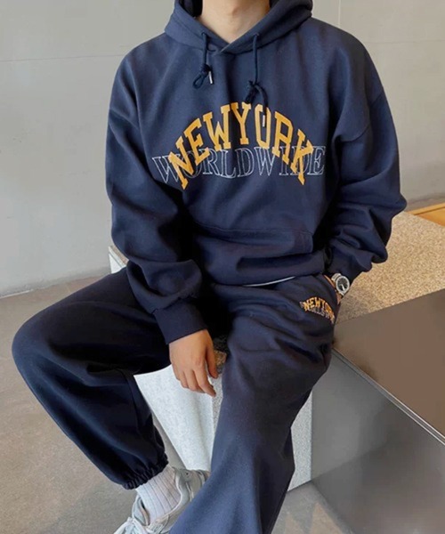 NOWLE(ノウル)の「【NOWLE】刺繍プリントミックス NEW YORK カレッジロゴ スウェットフーディー(パーカー・メンズ・グリーン/ネイビー・X-LARGE/LARGE/MEDIUM)」の17枚目の写真