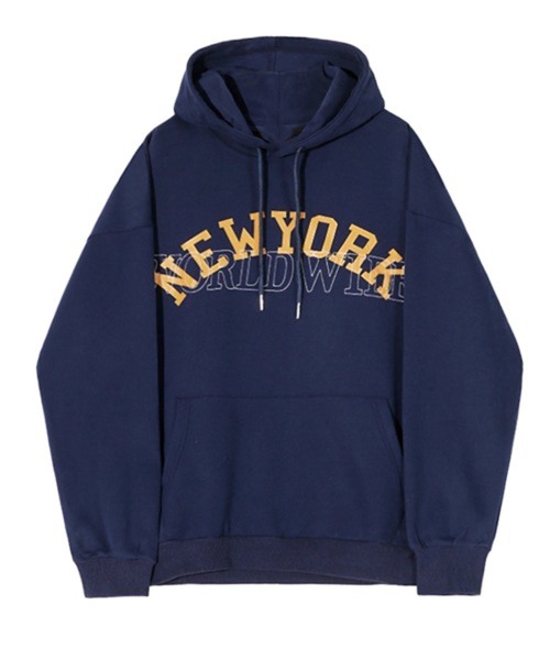 NOWLE(ノウル)の「【NOWLE】刺繍プリントミックス NEW YORK カレッジロゴ スウェットフーディー(パーカー・メンズ・グリーン/ネイビー・X-LARGE/LARGE/MEDIUM)」の4枚目の写真