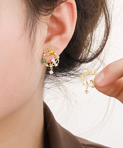 yu-ka(ユーカ)の「YU-KA:フラワーリースイヤリング flower wreathe earring(イヤリング・レディース・ゴールド・FREE)」の1枚目の写真