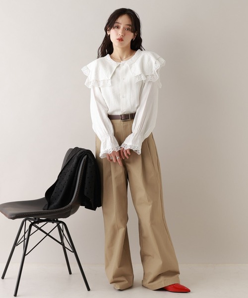 RAGEBLUE（レイジブルー）の「レースBIGカラーブラウス（シャツ/ブラウス・レディース・ブラック/ホワイト/ミント・FREE）」の4枚目の写真