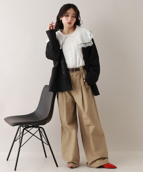 RAGEBLUE（レイジブルー）の「レースBIGカラーブラウス（シャツ/ブラウス・レディース・ブラック/ホワイト/ミント・FREE）」の5枚目の写真