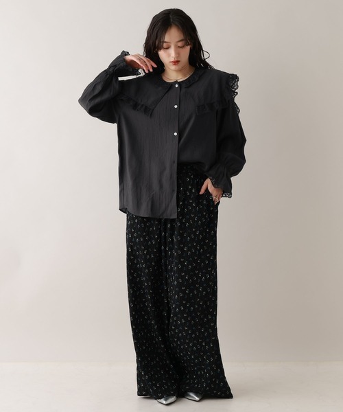 RAGEBLUE（レイジブルー）の「レースBIGカラーブラウス（シャツ/ブラウス・レディース・ブラック/ホワイト/ミント・FREE）」の9枚目の写真