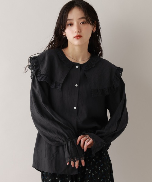 RAGEBLUE（レイジブルー）の「レースBIGカラーブラウス（シャツ/ブラウス・レディース・ブラック/ホワイト/ミント・FREE）」の13枚目の写真