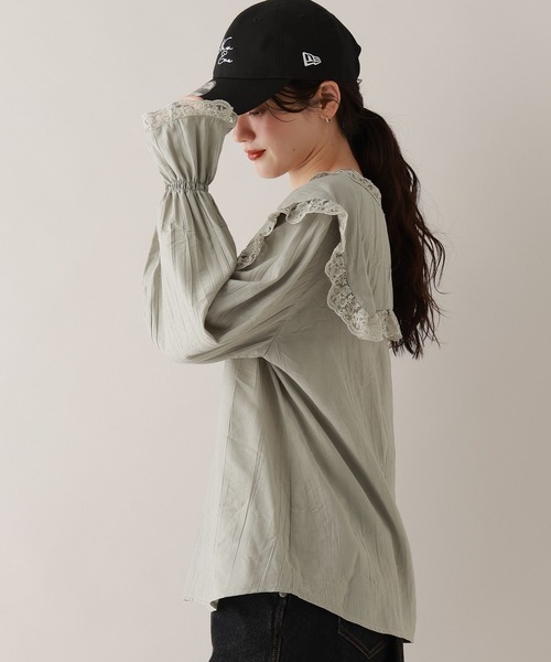 RAGEBLUE（レイジブルー）の「レースBIGカラーブラウス（シャツ/ブラウス・レディース・ブラック/ホワイト/ミント・FREE）」の17枚目の写真