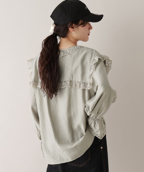 RAGEBLUE（レイジブルー）の「レースBIGカラーブラウス（シャツ/ブラウス・レディース・ブラック/ホワイト/ミント・FREE）」の18枚目の写真