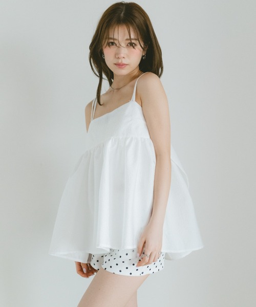 VANNIE U（ヴァニーユー）の「ふくれジャガードバックリボンキャミ（キャミソール・レディース・ブラック/ホワイト・FREE）」の7枚目の写真