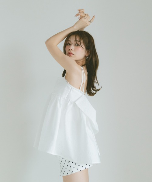 VANNIE U（ヴァニーユー）の「ふくれジャガードバックリボンキャミ（キャミソール・レディース・ブラック/ホワイト・FREE）」の5枚目の写真