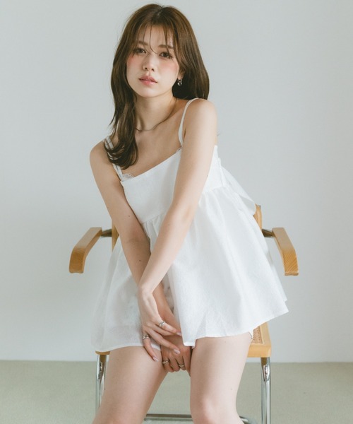 VANNIE U（ヴァニーユー）の「ふくれジャガードバックリボンキャミ（キャミソール・レディース・ブラック/ホワイト・FREE）」の9枚目の写真
