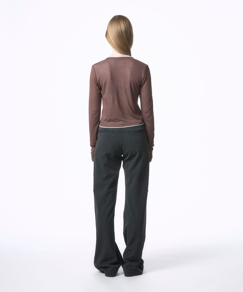 Nora Lily elle(ノラリリーエル)の「【Nora Lily】「elle」Double-Layer Bicolor Henley Top(Tシャツ/カットソー・レディース・グレー/ダークグレー/ブラウン/ホワイト・FREE)」の16枚目の写真