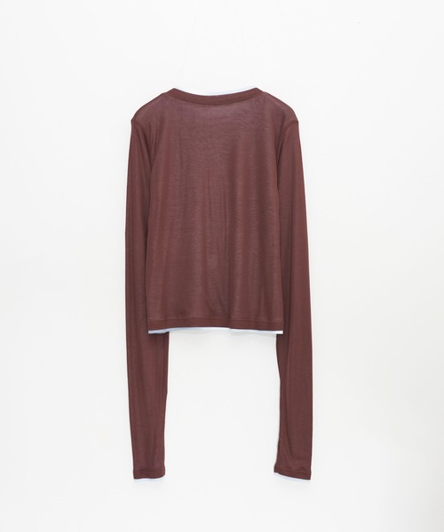 Nora Lily elle(ノラリリーエル)の「【Nora Lily】「elle」Double-Layer Bicolor Henley Top(Tシャツ/カットソー・レディース・グレー/ダークグレー/ブラウン/ホワイト・FREE)」の19枚目の写真