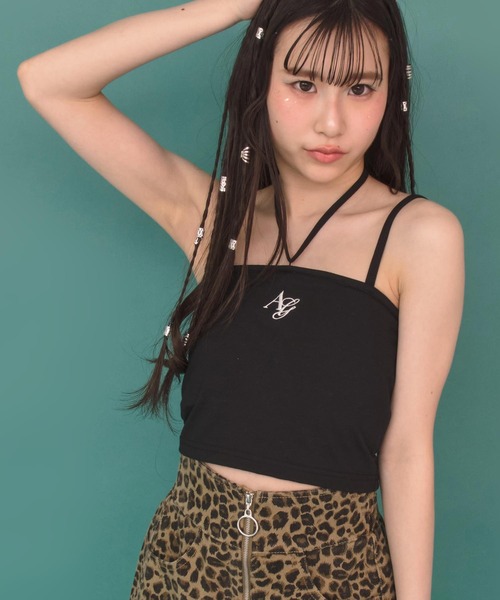 ANAP GiRL(アナップガール)の「2WAY チョーカー風 パット付 キャミソール(キャミソール・キッズ・ホワイト/ベージュ/ブラック・XS/S/M)」の2枚目の写真
