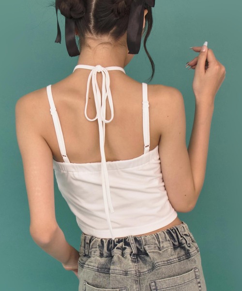 ANAP GiRL(アナップガール)の「2WAY チョーカー風 パット付 キャミソール(キャミソール・キッズ・ホワイト/ベージュ/ブラック・XS/S/M)」の5枚目の写真