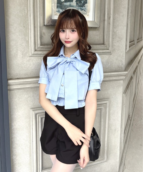 one way（ワンウェイ）の「リボンレイヤードブラウス（シャツ/ブラウス・レディース・ブルー系その他/ピンク/オフホワイト・FREE）」の4枚目の写真