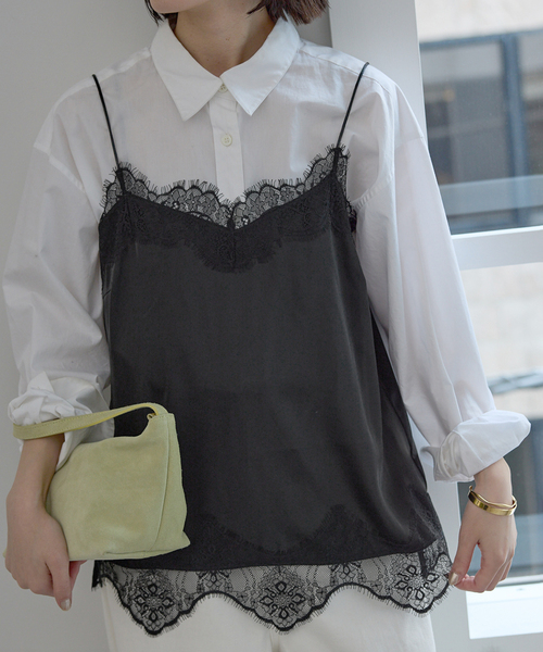 SLOBE IENA（スローブイエナ）の「《追加2》サテンレースキャミソール（キャミソール・レディース・ブラック・FREE）」の11枚目の写真