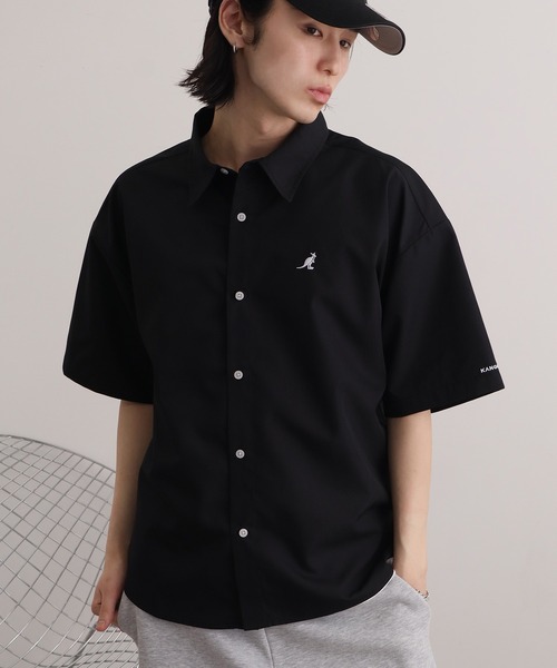 KANGOL(カンゴール)の「【KANGOL/カンゴール】別注 オーバーサイズ ワンポイントロゴ刺繍 半袖シャツ(シャツ/ブラウス・メンズ・ネイビー/ブルー系その他/ホワイト/ホワイト系その他/サックスブルー/ブラック/ブルー系その他2/ブラック系その他・M/L/XL)」の3枚目の写真