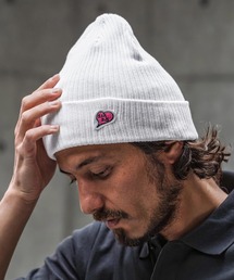 1minute 1second（ワンミニットワンセカンド）の「mko13397-heart patch cotton knit cap コットンニット帽(1M26N300)（ニットキャップ/ビーニー）」
