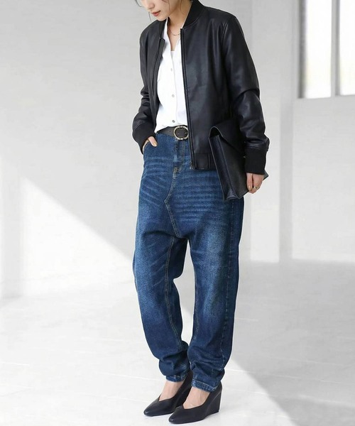 antiqua（アンティカ）の「サルエル デニムパンツ（デニムパンツ・レディース・ブルー系その他/インディゴブルー・LARGE/MEDIUM）」の3枚目の写真