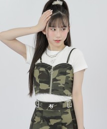 ANAP GiRL（アナップガール）の「ダメージ リングジップ ビスチェ × Tシャツ トップス SET【セットアップ対応】（アンサンブル）」