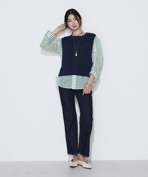 K.T KIYOKO TAKASE（キヨコタカセ）の「コットンシルク シアーストライプシャツ（シャツ/ブラウス・レディース・ホワイト×グリーン/ホワイト×ブルー・9号/7号）」の10枚目の写真