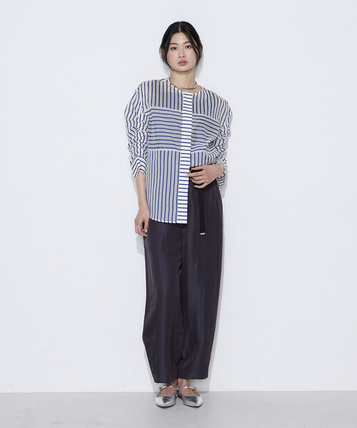 K.T KIYOKO TAKASE（キヨコタカセ）の「コットンシルク シアーストライプシャツ（シャツ/ブラウス・レディース・ホワイト×グリーン/ホワイト×ブルー・9号/7号）」の20枚目の写真