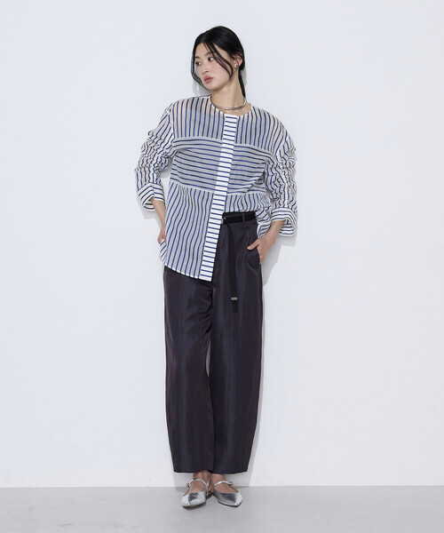 K.T KIYOKO TAKASE（キヨコタカセ）の「コットンシルク シアーストライプシャツ（シャツ/ブラウス・レディース・ホワイト×グリーン/ホワイト×ブルー・9号/7号）」の21枚目の写真