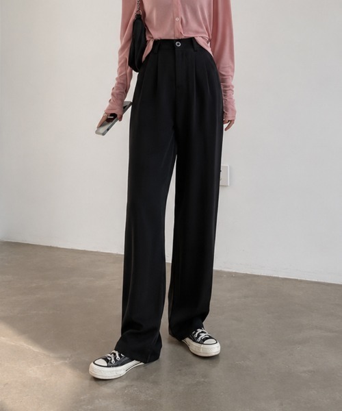 mielu(ミエル)の「ハイウエストスラックスパンツ(その他パンツ・レディース・ベージュ/ピンク/ブラウン/グレー/ブラック・LARGE/MEDIUM)」の2枚目の写真