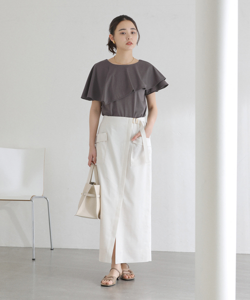 La TOTALITE（ラトータリテ）の「【洗える】ケープカットソー（Tシャツ/カットソー・レディース・グリーン/バーガンディー/グレー・FREE）」の18枚目の写真