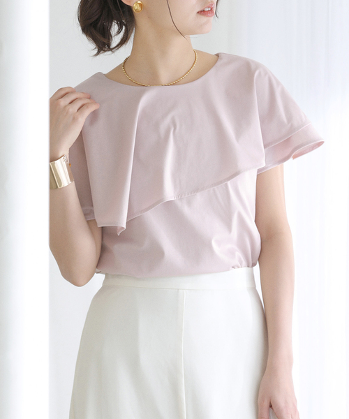 La TOTALITE（ラトータリテ）の「【洗える】ケープカットソー（Tシャツ/カットソー・レディース・グリーン/バーガンディー/グレー・FREE）」の4枚目の写真