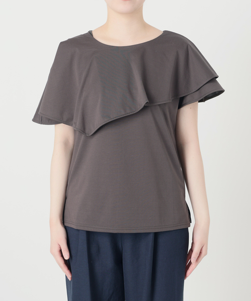 La TOTALITE（ラトータリテ）の「【洗える】ケープカットソー（Tシャツ/カットソー・レディース・グリーン/バーガンディー/グレー・FREE）」の13枚目の写真