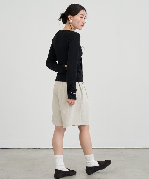 NUJOH（ヌゾ）の「Front Tie Draped Top / フロントタイドレープトップス（Tシャツ/カットソー・レディース・グレー/ブラック/アイボリー・FREE）」の10枚目の写真