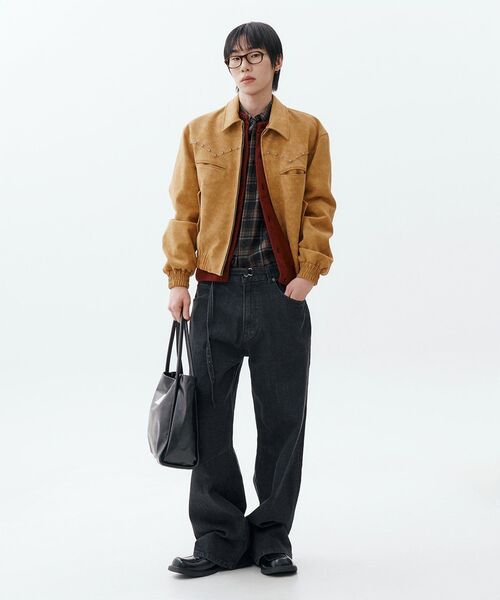 MAGOODGAN(メックウッドガン)の「パブン7528 ベルト付きワイドフィットダークグレーデニムパンツ(デニムパンツ・レディース・その他・34/32/30/26/28)」の11枚目の写真