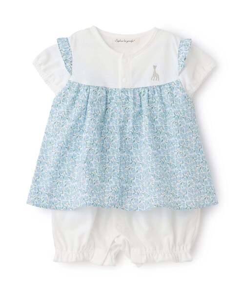 Sophie la girafe（ソフィーラジラフ）の「花柄ショートオール【日本製】（ロンパース・キッズ・ピンク/ブルー・80ｃｍ/70cm）」の2枚目の写真