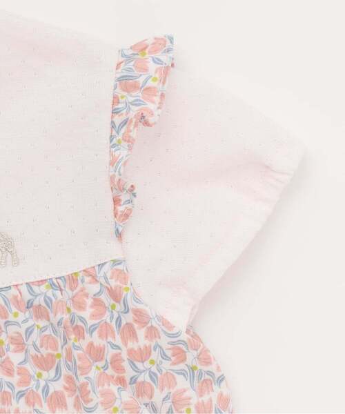 Sophie la girafe（ソフィーラジラフ）の「花柄ショートオール【日本製】（ロンパース・キッズ・ピンク/ブルー・80ｃｍ/70cm）」の5枚目の写真
