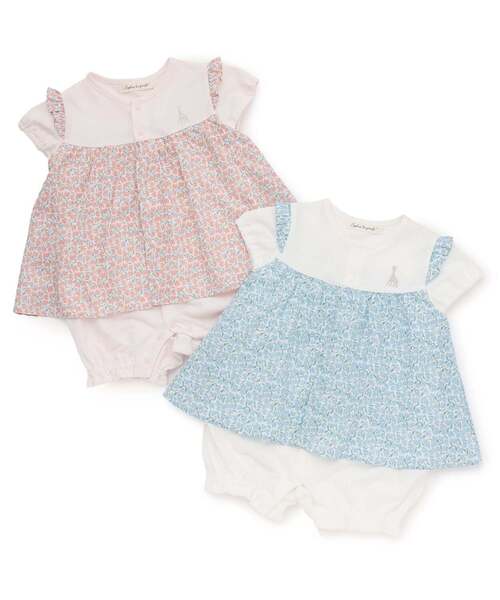 Sophie la girafe（ソフィーラジラフ）の「花柄ショートオール【日本製】（ロンパース・キッズ・ピンク/ブルー・80ｃｍ/70cm）」の8枚目の写真