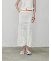 FLATWAVE IN SEOUL（フラットウェーブインソウル）の「Ella Knit Crochet Long Skirt White（スカート）」
